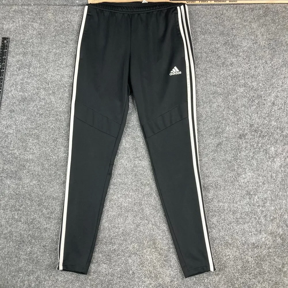 Adidas Track Pants Mens Small‎ Black 3-Stripes Athletic Jogger Stretch Casual